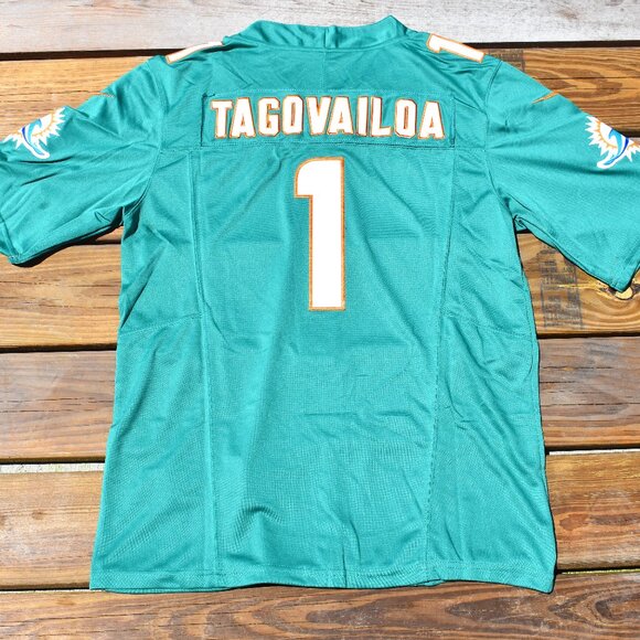 New!!Tua Tagovailoa Miami Dolphins Aqua Blue Football Jersey Adult Men's Sizes - Picture 1 of 2
